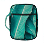 Turquoise Banana Leaf Print Front Pocket Bible Bag