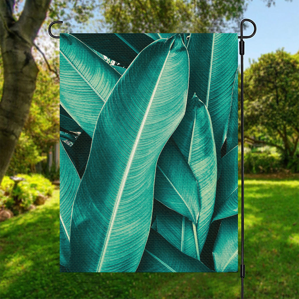 Turquoise Banana Leaf Print Garden Flag