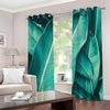 Turquoise Banana Leaf Print Grommet Curtains