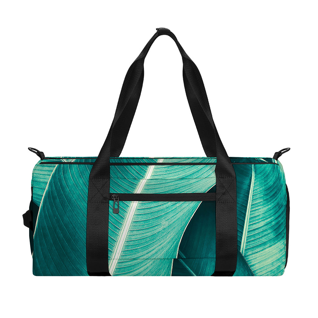 Turquoise Banana Leaf Print Gym Bag