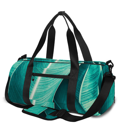 Turquoise Banana Leaf Print Gym Bag