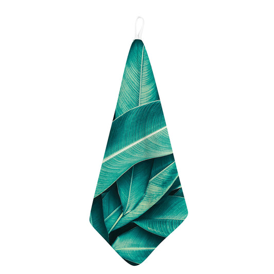 Turquoise Banana Leaf Print Hand Towel