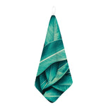 Turquoise Banana Leaf Print Hand Towel