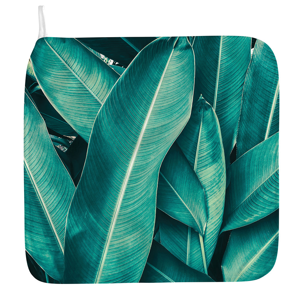 Turquoise Banana Leaf Print Hand Towel