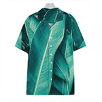 Turquoise Banana Leaf Print Hawaiian Shirt