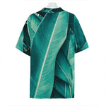Turquoise Banana Leaf Print Hawaiian Shirt
