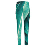 Turquoise Banana Leaf Print High-Waisted Pocket Leggings