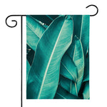Turquoise Banana Leaf Print House Flag