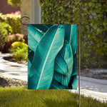 Turquoise Banana Leaf Print House Flag