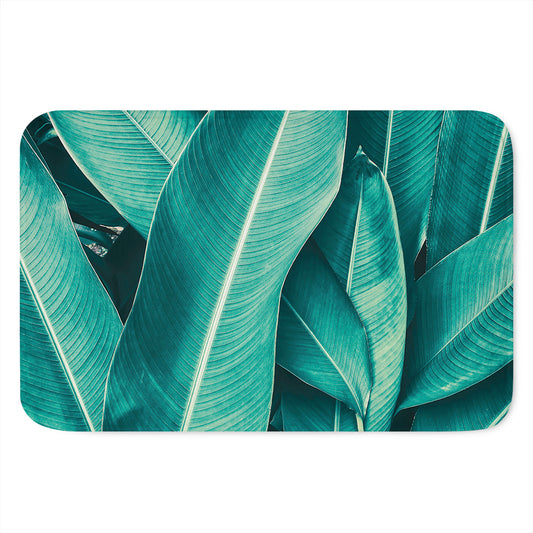 Turquoise Banana Leaf Print Indoor Door Mat