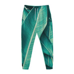 Turquoise Banana Leaf Print Jogger Pants