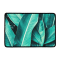 Turquoise Banana Leaf Print Kitchen Mat