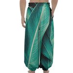 Turquoise Banana Leaf Print Lantern Pants
