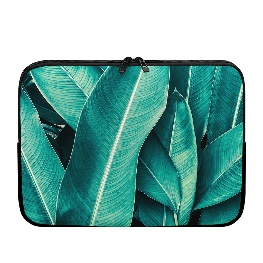 Turquoise Banana Leaf Print Laptop Sleeve
