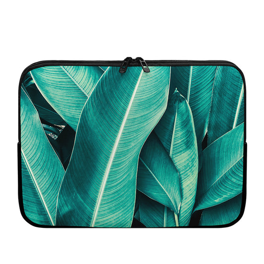 Turquoise Banana Leaf Print Laptop Sleeve