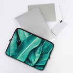 Turquoise Banana Leaf Print Laptop Sleeve