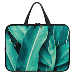 Turquoise Banana Leaf Print Laptop Sleeve With Handle