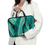 Turquoise Banana Leaf Print Laptop Sleeve With Handle