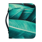Turquoise Banana Leaf Print Leather Bible Cover