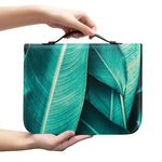 Turquoise Banana Leaf Print Leather Bible Cover