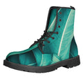 Turquoise Banana Leaf Print Lace-Up Boots