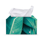 Turquoise Banana Leaf Print Leather Tissue Box Cover