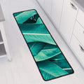 Turquoise Banana Leaf Print Long Kitchen Mat