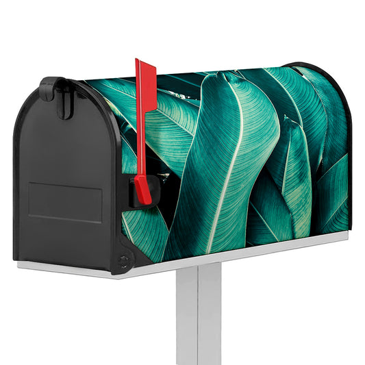 Turquoise Banana Leaf Print Mailbox Cover