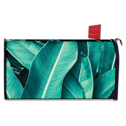 Turquoise Banana Leaf Print Mailbox Cover