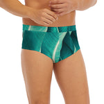 Turquoise Banana Leaf Print Men's Briefs