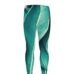 Turquoise Banana Leaf Print Men's leggings