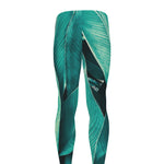 Turquoise Banana Leaf Print Men's leggings
