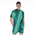 Turquoise Banana Leaf Print Men's Romper