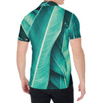 Turquoise Banana Leaf Print Men's Shirt
