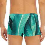 Turquoise Banana Leaf Print Men's Short Boxer Briefs
