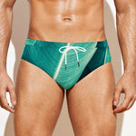 Turquoise Banana Leaf Print Men's Swim Briefs