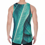 Turquoise Banana Leaf Print Men's Velvet Tank Top
