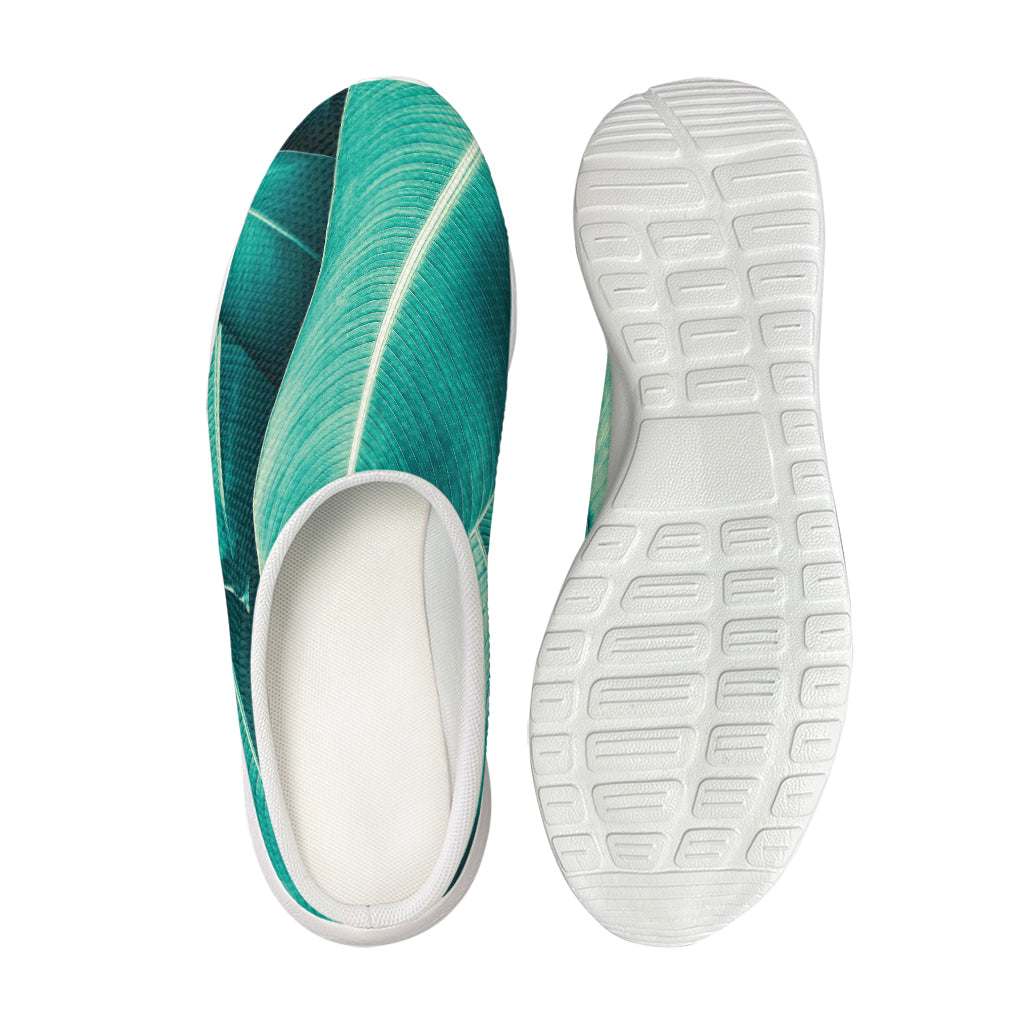 Turquoise Banana Leaf Print Mesh Casual Shoes