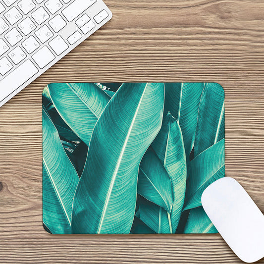 Turquoise Banana Leaf Print Mouse Pad