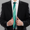 Turquoise Banana Leaf Print Necktie