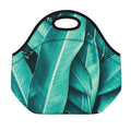 Turquoise Banana Leaf Print Neoprene Lunch Bag