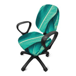 Turquoise Banana Leaf Print Office Chair Cover