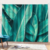 Turquoise Banana Leaf Print Pencil Pleat Curtains