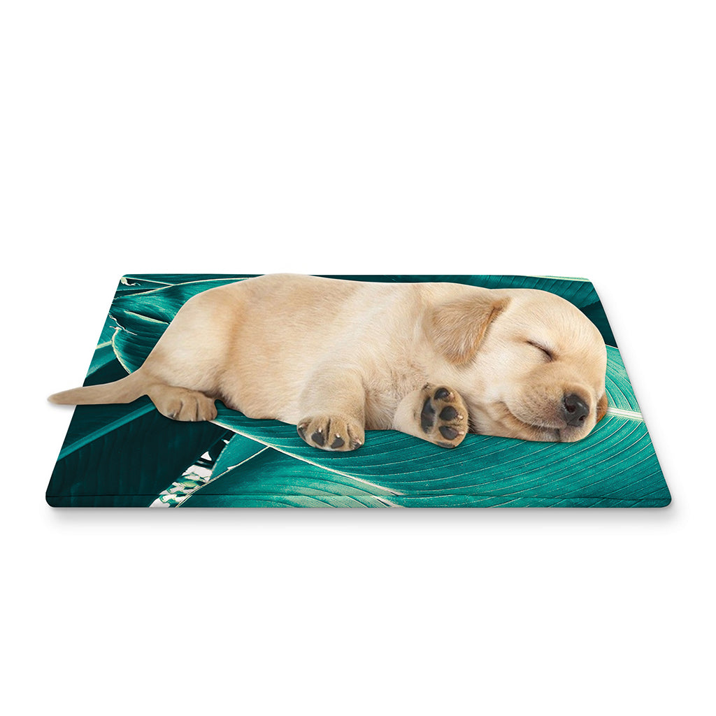 Turquoise Banana Leaf Print Pet Cooling Mat Cover