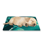 Turquoise Banana Leaf Print Pet Cooling Mat Cover