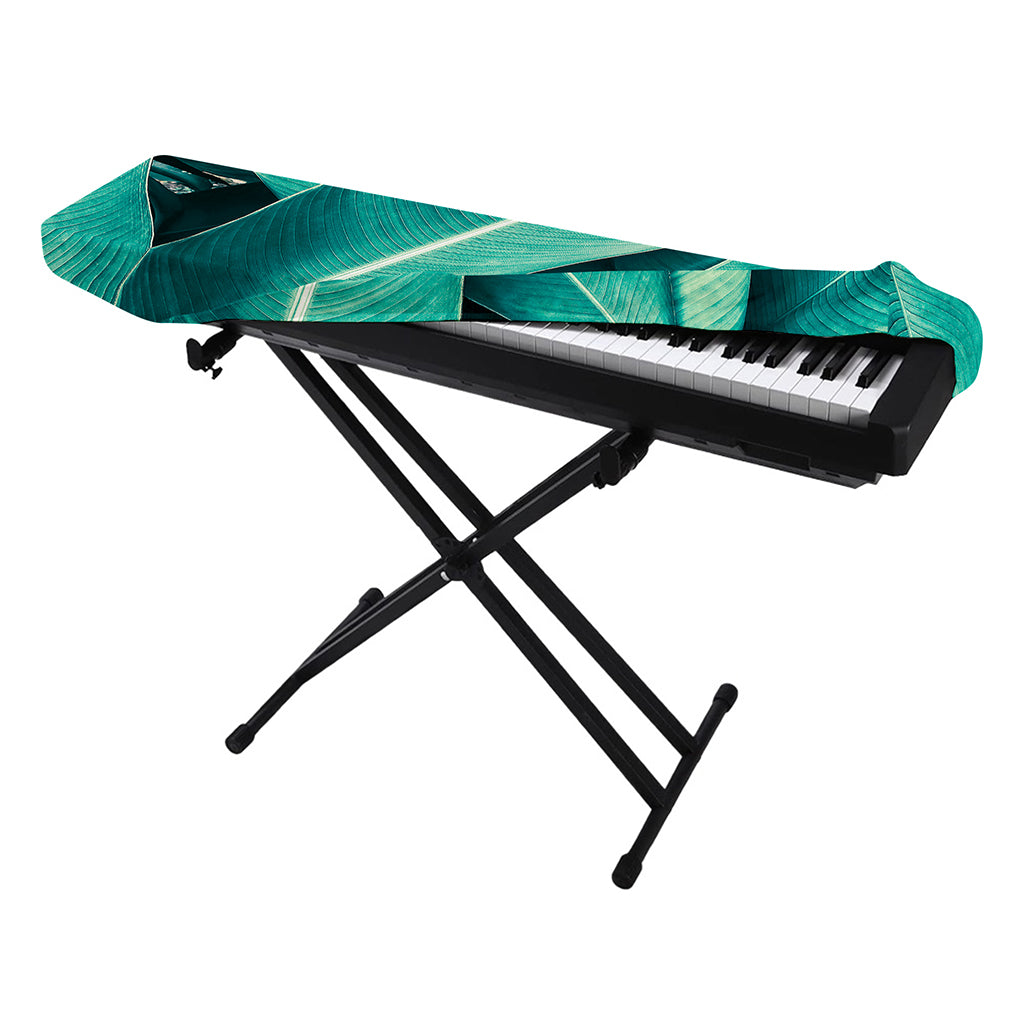 Turquoise Banana Leaf Print Piano Keyboard Cover