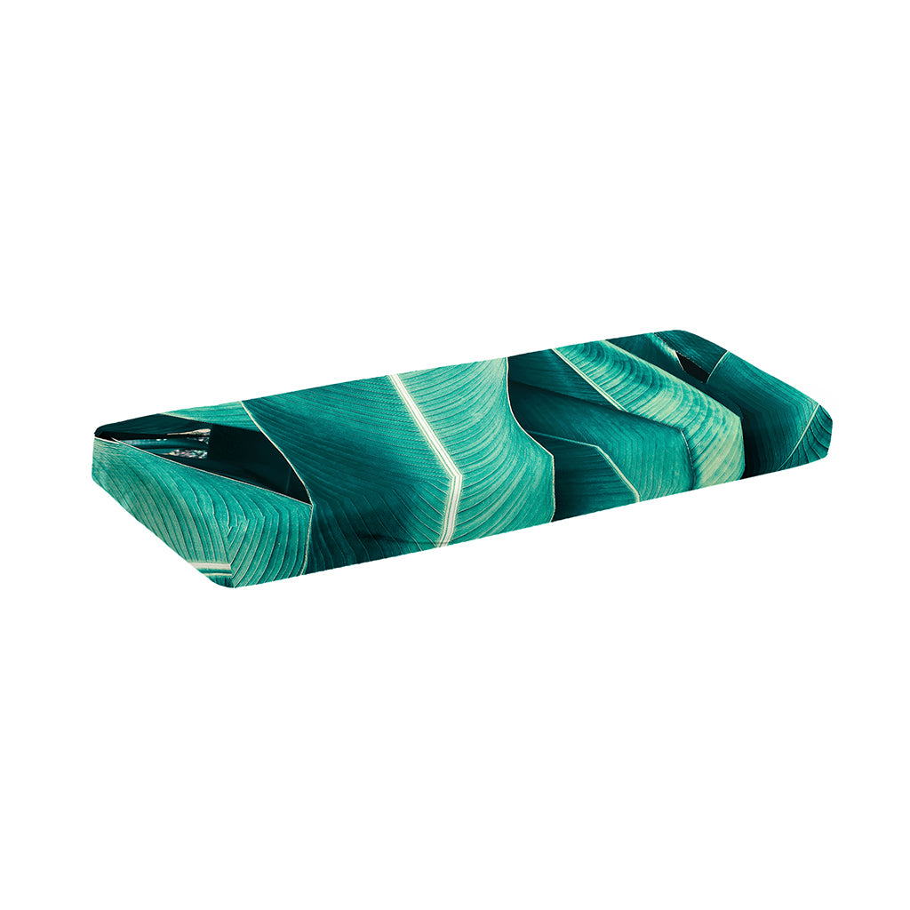 Turquoise Banana Leaf Print Piano Keyboard Cover