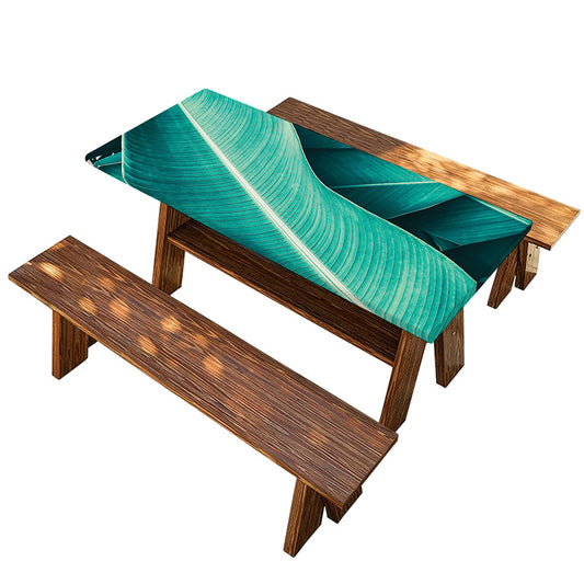 Turquoise Banana Leaf Print Picnic Table Cover