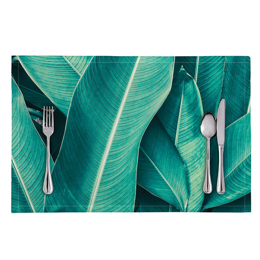 Turquoise Banana Leaf Print Placemat