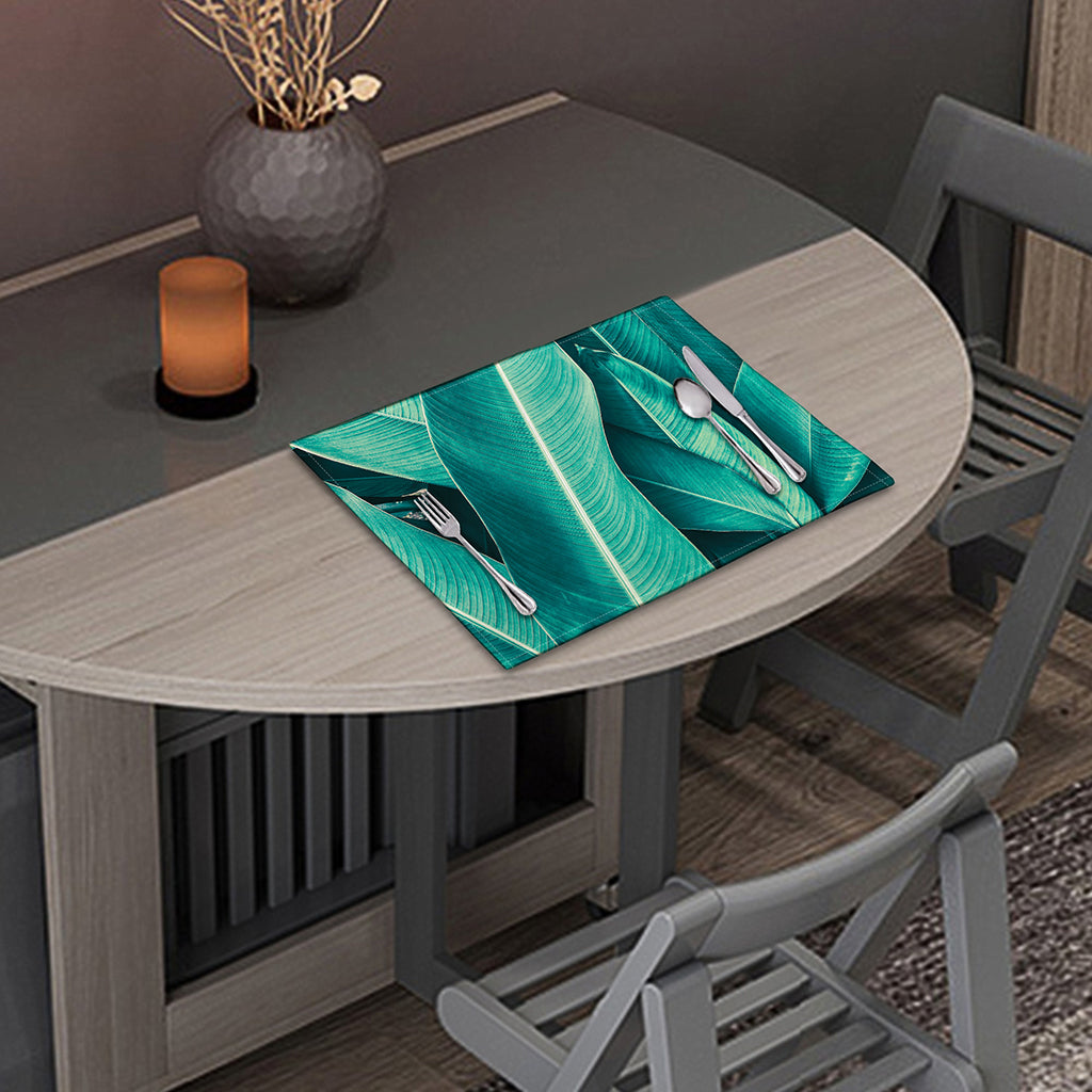 Turquoise Banana Leaf Print Placemat